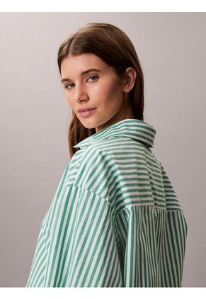 Camisa Verde Cropped De Pijama Con Gráfico De Logo Calvin Klein