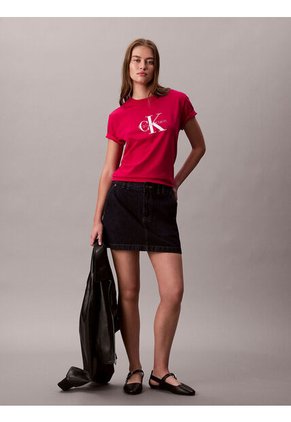 Camiseta Rosada Clásica Con Monograma Estampado Calvin Klein