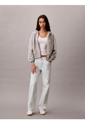 Buzo Gris Cropped Con Cierre De Cremallera Calvin Klein
