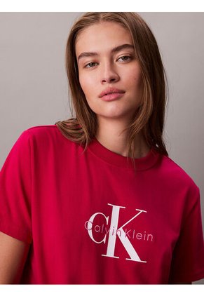 Camiseta Rosada Clásica Con Monograma Estampado Calvin Klein