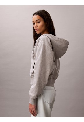 Buzo Gris Cropped Con Cierre De Cremallera Calvin Klein