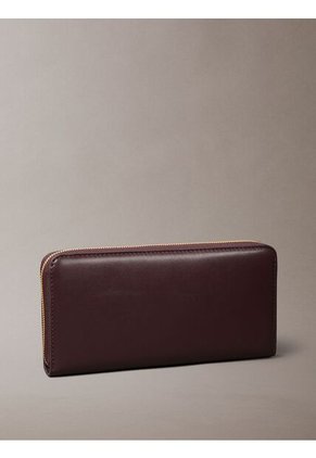 Billetera Marrón Grande De Cuero Con Cremallera Calvin Klein