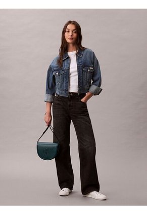 Bolso Azul Saddle Con Monograma Grabado Calvin Klein