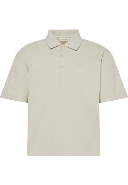 Polo Beige Relaxed De Manga Corta Con Tejido De Canalé Calvin Klein