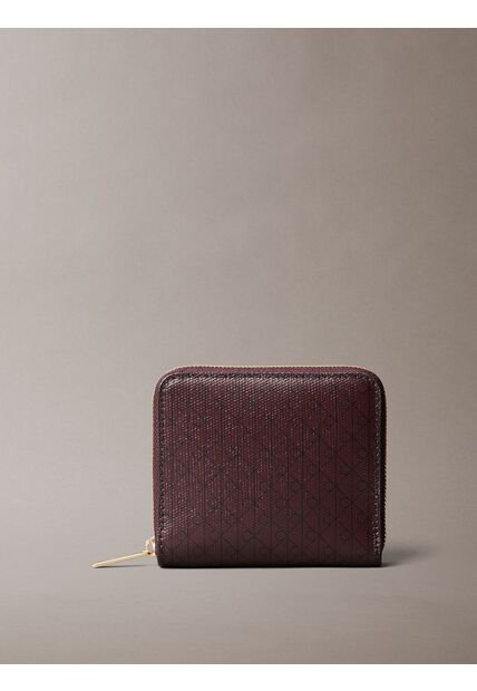 Billetera Café Cuadrada Con Cremallera Y Monograma Calvin Klein