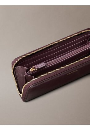Billetera Marrón Grande De Cuero Con Cremallera Calvin Klein