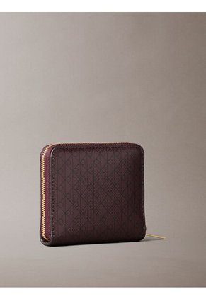 Billetera Café Cuadrada Con Cremallera Y Monograma Calvin Klein