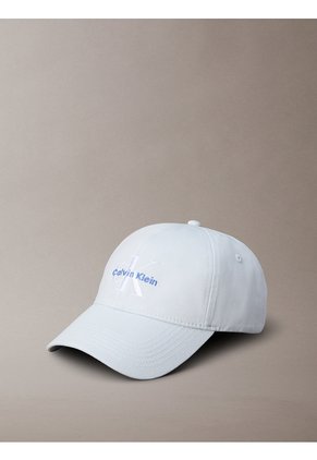 Gorra Celeste De Algodón Con Monograma Bordado Calvin Klein