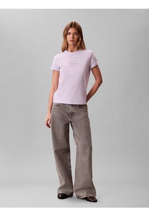 Camiseta Lila Clásica Con Monologo Calvin Klein