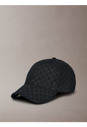 Gorra Negra Con Estampado De Monograma Calvin Klein