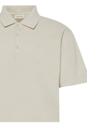 Polo Beige Relaxed De Manga Corta Con Tejido De Canalé Calvin Klein