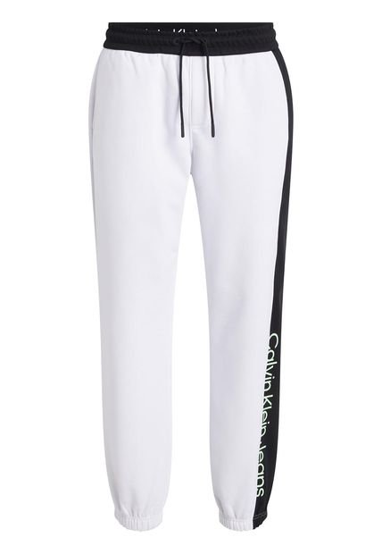 Jogger Blanco Con Logo Vertical Calvin Klein