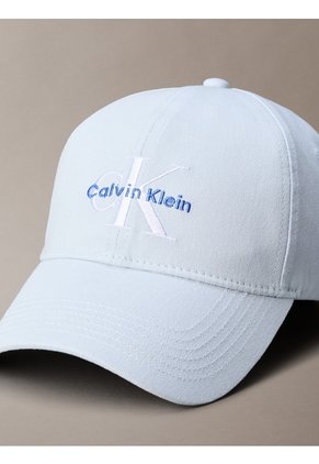Gorra Celeste De Algodón Con Monograma Bordado Calvin Klein
