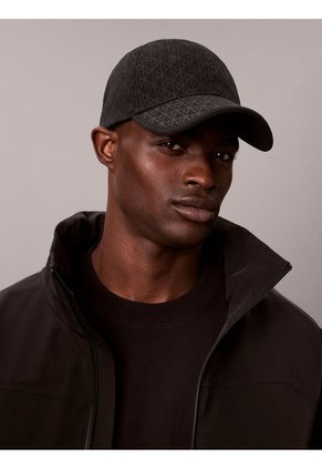 Gorra Negra Con Estampado De Monograma Calvin Klein