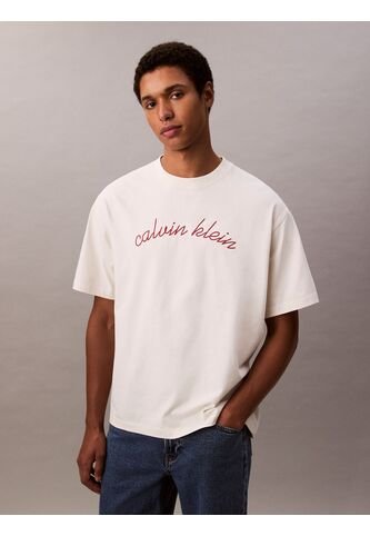 Camiseta Blanca Con Logo Bordado Calvin Klein Calvin Klein