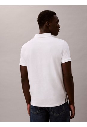Polo Blanco Clásico Con Monograma Bordado Calvin Klein