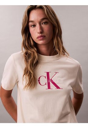 Camiseta Blanca Clásica Con Monograma Estampado Calvin Klein