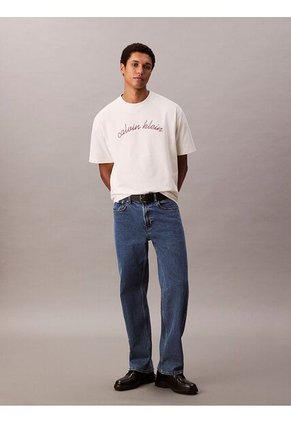 Camiseta Blanca Con Logo Bordado Calvin Klein