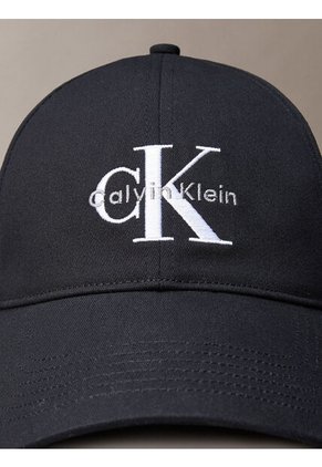 Gorra Negra De Algodón Con Monograma Bordado Calvin Klein