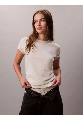 Camiseta Blanca De Algodón Con Logo De Archivo Calvin Klein Calvin Klein