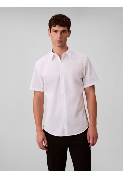 Camisa Blanca Slim De Manga Corta Calvin Klein