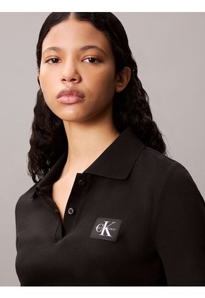 Polo Negro Con Insignia Calvin Klein