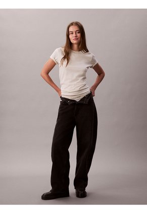 Camiseta Blanca De Algodón Con Logo De Archivo Calvin Klein