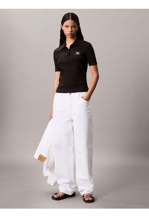 Polo Negro Con Insignia Calvin Klein