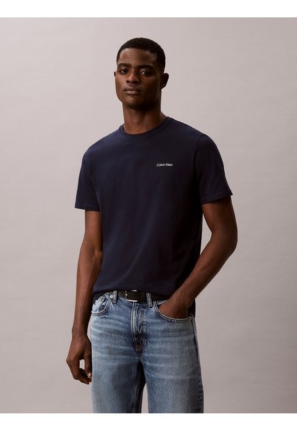 Camiseta Azul Con Micro Logo Calvin Klein