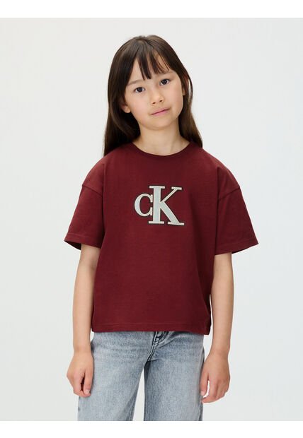 Camiseta Vino Tinto Corta Con Monograma Con Acabado Brillante Calvin Klein