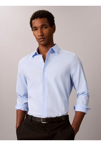 Camisa Celeste Stretch De Manga Larga Calvin Klein Calvin Klein
