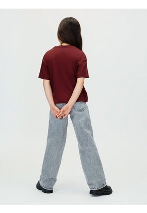 Camiseta Vino Tinto Corta Con Monograma Con Acabado Brillante Calvin Klein