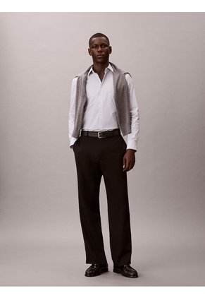Camisa Gris Manga Larga A Rayas Calvin Klein
