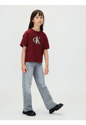 Camiseta Vino Tinto Corta Con Monograma Con Acabado Brillante Calvin Klein