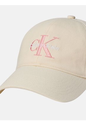 Gorra Beige De Algodón Con Monograma Bordado Calvin Klein