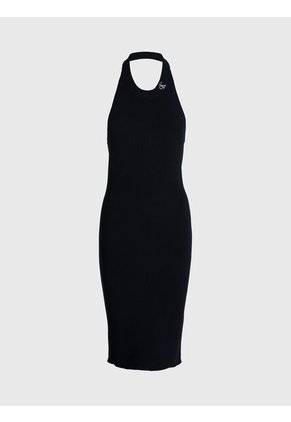 Vestido Negro Tejido De Cuello Halter Calvin Klein