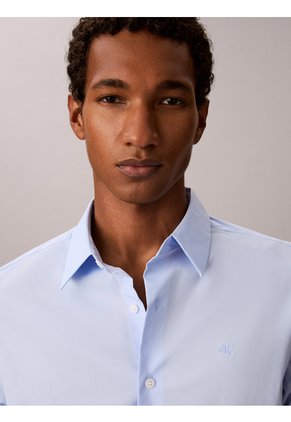 Camisa Celeste Stretch De Manga Larga Calvin Klein