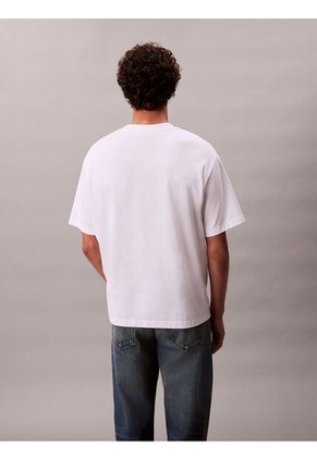 Camiseta Blanca De Algodón Grueso Con Logo Cursivo Calvin Klein