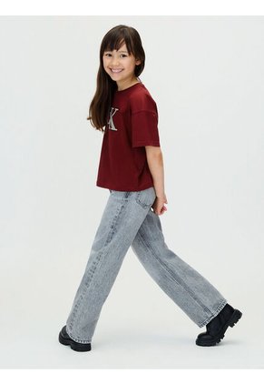 Camiseta Vino Tinto Corta Con Monograma Con Acabado Brillante Calvin Klein