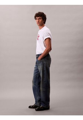 Camiseta Blanca De Algodón Grueso Con Logo Cursivo Calvin Klein