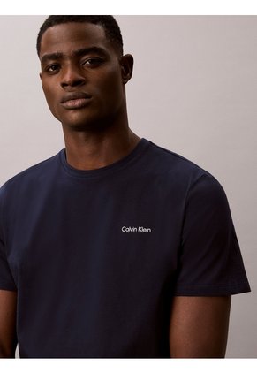 Camiseta Azul Con Micro Logo Calvin Klein