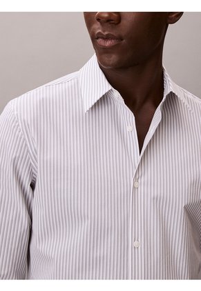 Camisa Gris Manga Larga A Rayas Calvin Klein