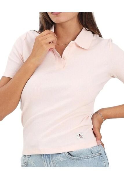 Polo Rosa Con Insignia Calvin Klein