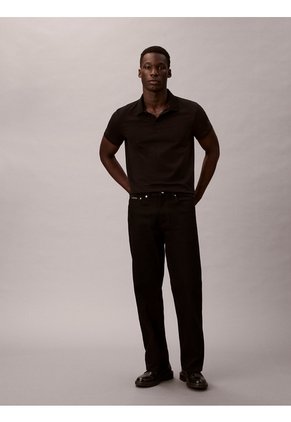 Polo Negro Clásico Con Monograma Bordado Calvin Klein