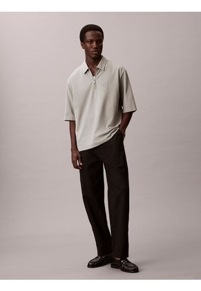 Polo Gris Supima Con Mini Monograma Calvin Klein