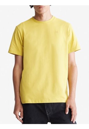 Camiseta Amarilla De Algodón Con Monograma Bordado Calvin Klein