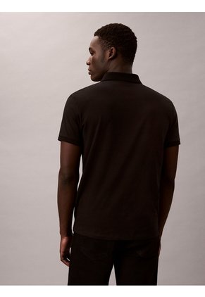 Polo Negro Clásico Con Monograma Bordado Calvin Klein