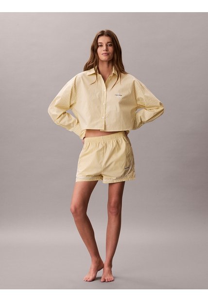 Pantaloneta Amarilla Track De Pijama Con Gráfico De Logo Calvin Klein