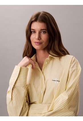Camisa Amarilla Cropped De Pijama Con Gráfico De Logo Calvin Klein