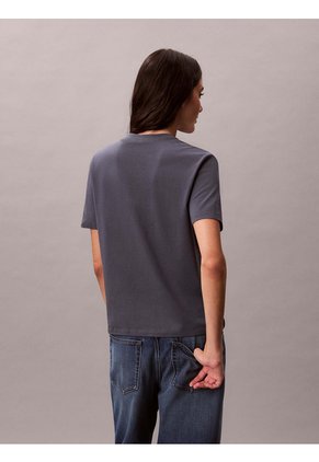 Camiseta Gris Clásica Con Monograma Metalizado Calvin Klein